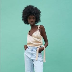Zara Satin Effect Wrap Top - Size M